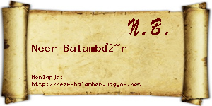 Neer Balambér névjegykártya